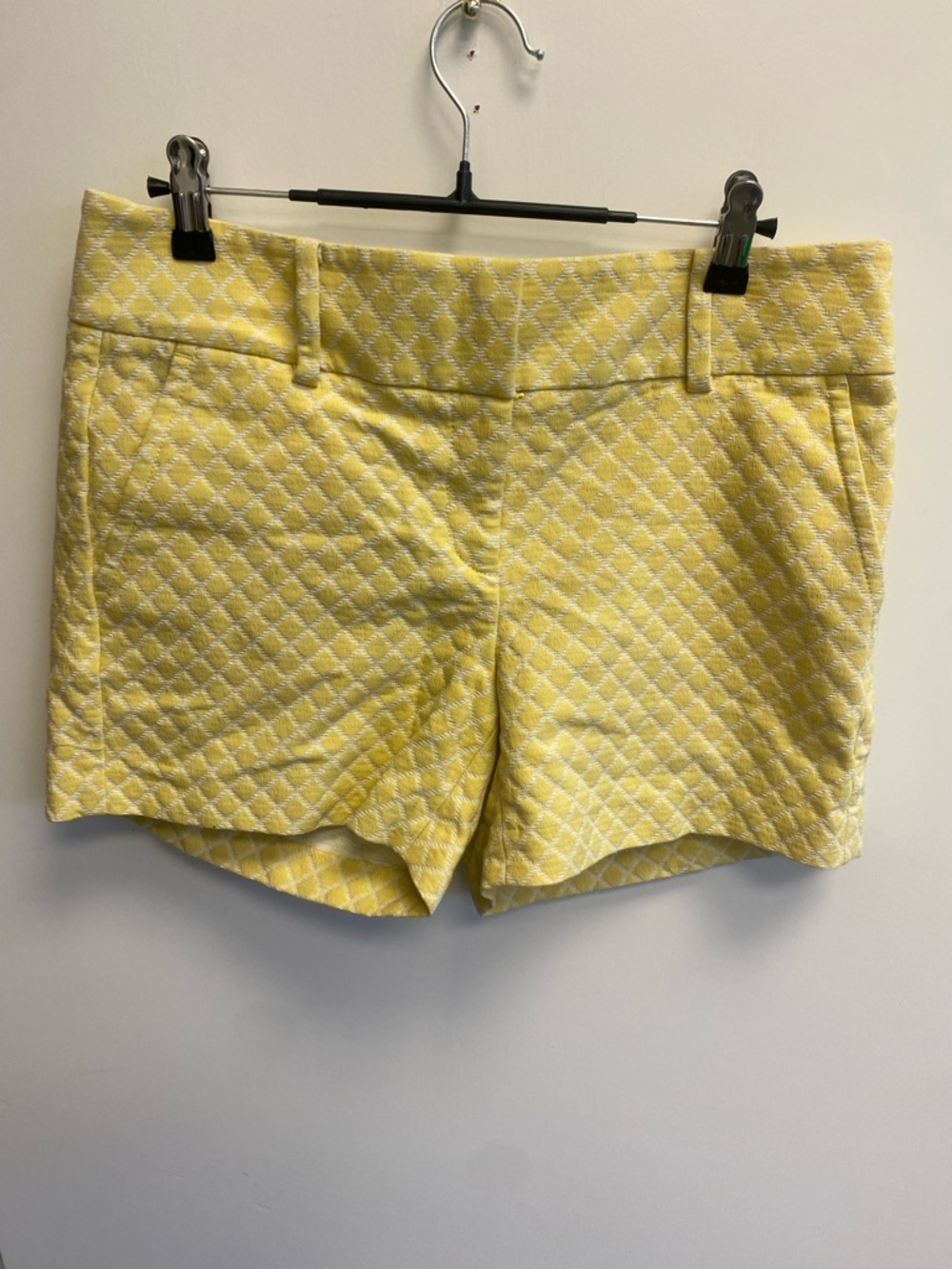 Ann Taylor Yellow Quilted Diamond-Pattern Shorts